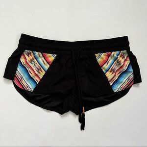 Rip Curl Swim Shorts Black Size M Drawstring Elastic Waist Resortwear Summer